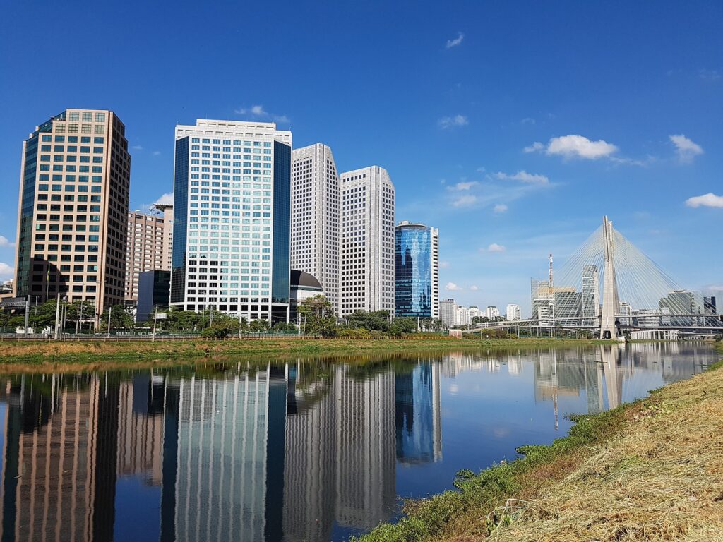 river pines, pollution, city