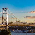 brazil, city, bridge, sunset, florianópolis, hercílio luz bridge, ponte hercílio luz, sea, nature, bay, island, santa catarina, suspension bridge, urban, tourism, dusk, scenery, florianópolis, florianópolis, florianópolis, florianópolis, florianópolis, santa catarina, santa catarina, santa catarina